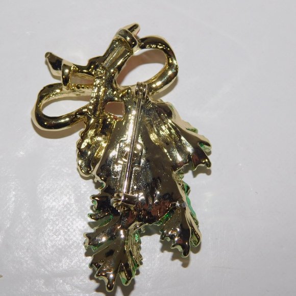 2 VTG Gerry's Christmas Holiday Brooch Gold tone Reindeer & Pinecone Pine Tree - Picture 3 of 6